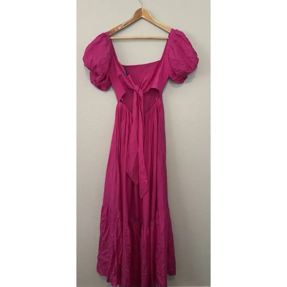 Abercrombie & Fitch Emerson Drama Bow Back Maxi Dress Size Xs